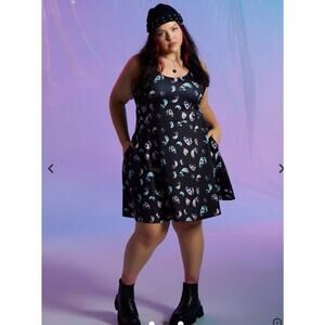 Hot Topic Pastel Black Doll Heads Dress Plus Size 3 Aline Halloween Costume Fall